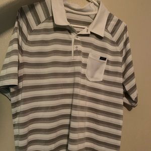 Men’s Oakley grey striped golf polo size large